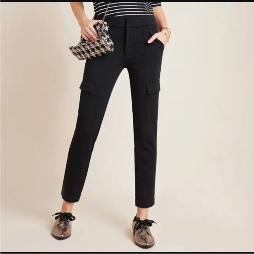 Anthropologie the essential slim knit cargo pants black size 6 womens
